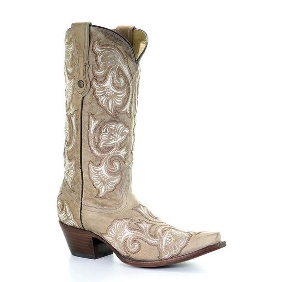 Corral Shoes - CORRAL Wedding Collection Macerna Western Boots Bone 10 Western Bride Floral